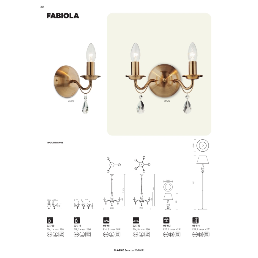 Redo 02-710 - Vägglampa FABIOLA 2xE14/28W/230V