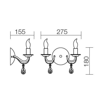 Redo 02-710 - Vägglampa FABIOLA 2xE14/28W/230V