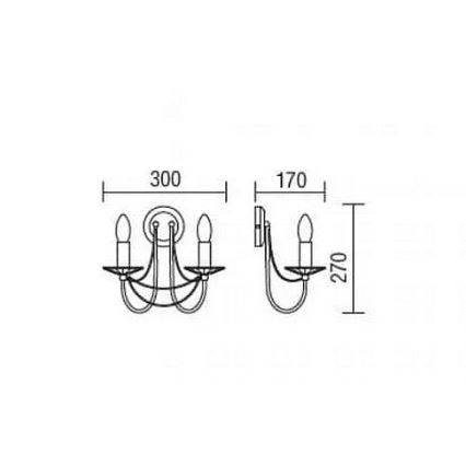 Redo 02-859 - Vägglampa ARIEL 2xE14/28W/230V koppar