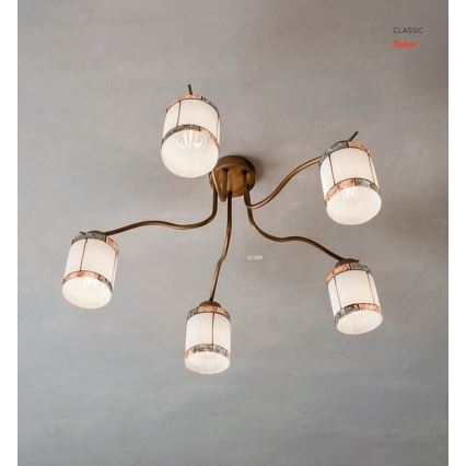 Redo 02-888 - Ytmonterad ljuskrona DEKOR 5xE27/42W/230V diameter 52,3 cm brons