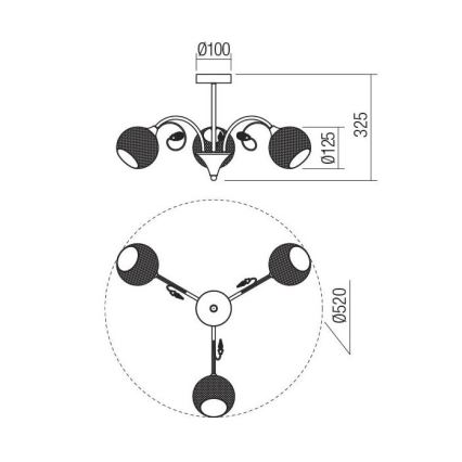 Redo 02-970 - Pendelkrona ASPERA 3xE14/28W/230V svart