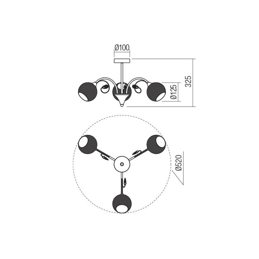 Redo 02-970 - Pendelkrona ASPERA 3xE14/28W/230V svart