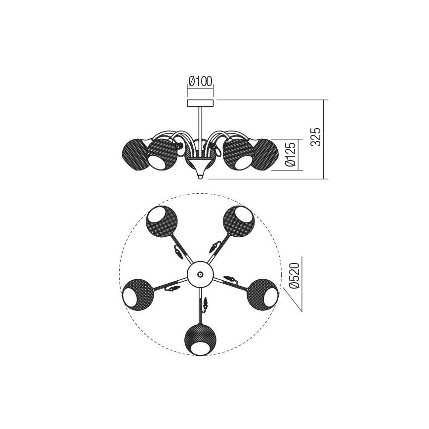 Redo 02-971 - Pendelkrona ASPERA 5xE14/28W/230V svart