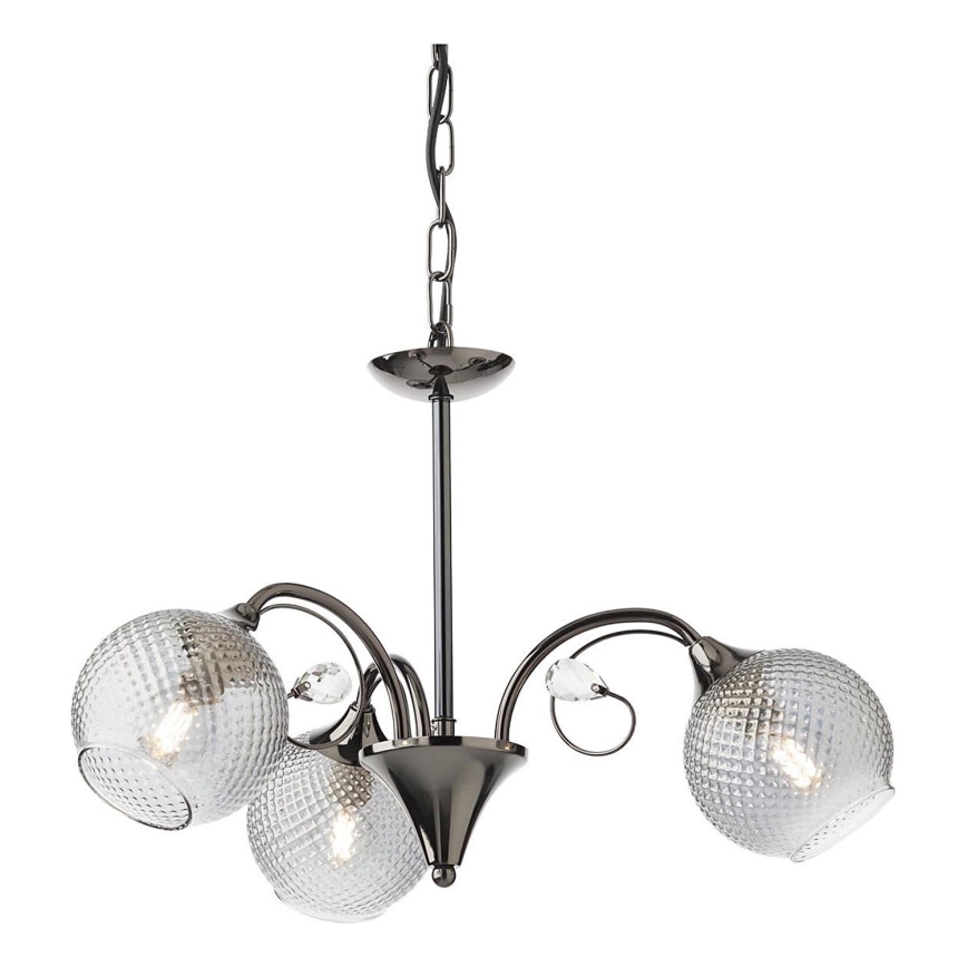 Redo 02-972 - Kronlampa ASPERA med kedja, 3xE14/28W/230V, Ø 52 cm, svart
