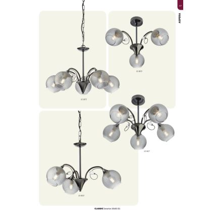 Redo 02-972 - Kronlampa ASPERA med kedja, 3xE14/28W/230V, Ø 52 cm, svart