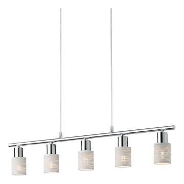 Redo 04-509 - Pendellampa VERTIGO med vajerupphängning 5xE14/28W/230V blank krom/vit