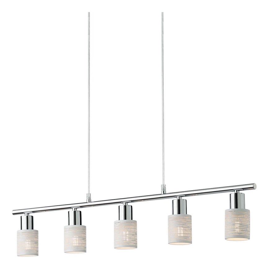 Redo 04-509 - Pendellampa VERTIGO med vajerupphängning 5xE14/28W/230V blank krom/vit