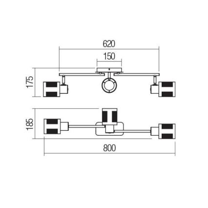 Redo 04-521 - Takmonterad taklampa BASKET 3xE27/42W/230V brons