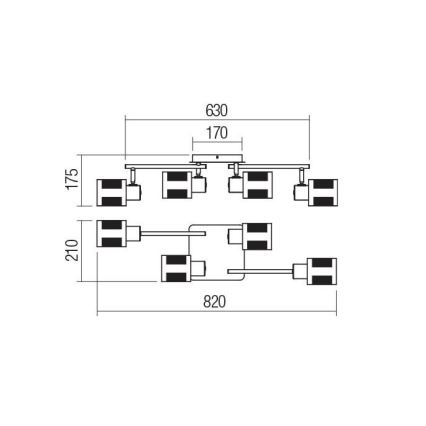 Redo 04-522 - Takmonterad taklampa BASKET 4xE27/42W/230V brons