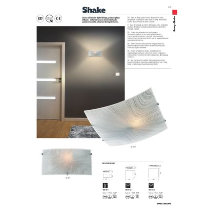 Redo 05-812 - Taklampa SHAKE 1xE27/42W/230V 29,5x29,5 cm vit