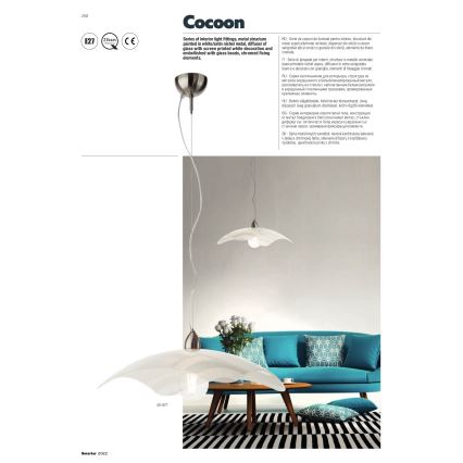Redo 05-877 - Pendellampa COCOON på sladd 1xE27/42W/230V krämvit