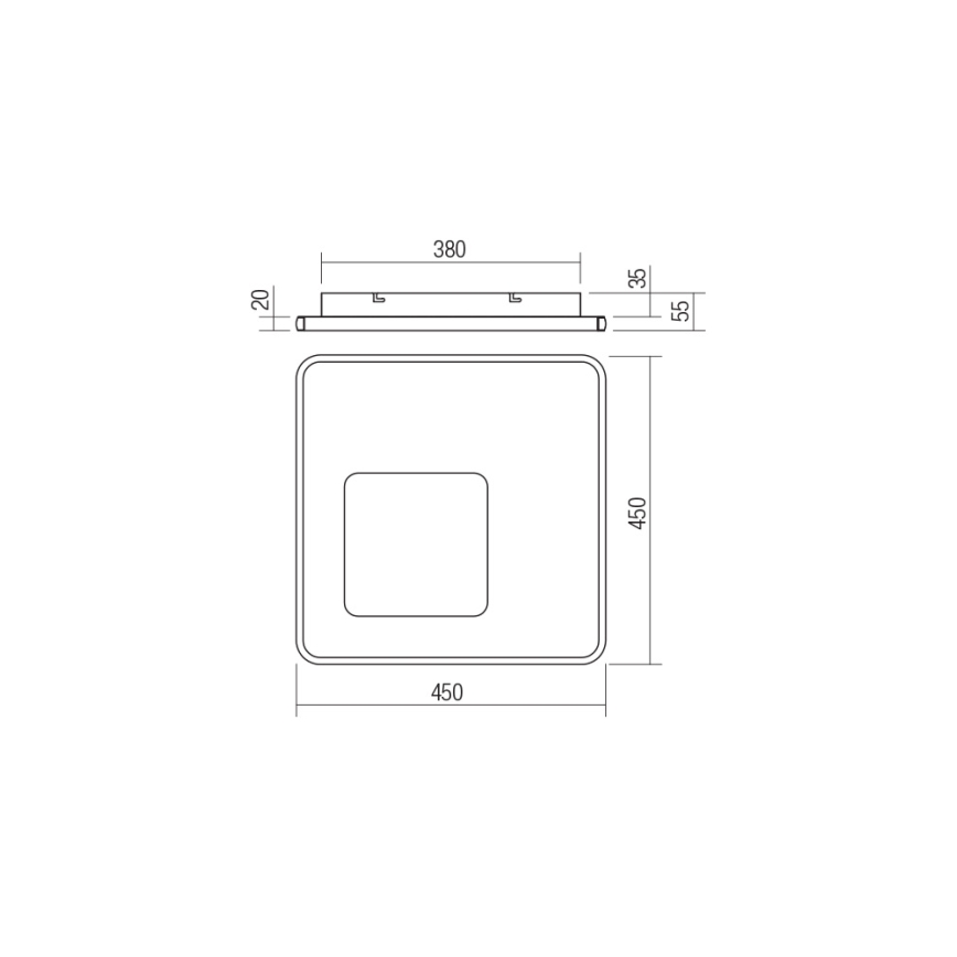 Redo 05-961 - LED Dimbar taklampa SINTESI LED/53W/230V 45x45 cm 3000-6000K + fjärrkontroll