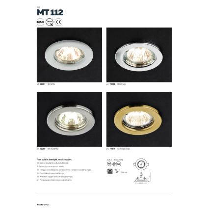 Redo 70307 - Infälld lampa MT 1xGU5,3/50W/12V vit