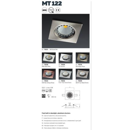 Redo 70328 - Infälld taklampa MT 1xGU10/50W/12V