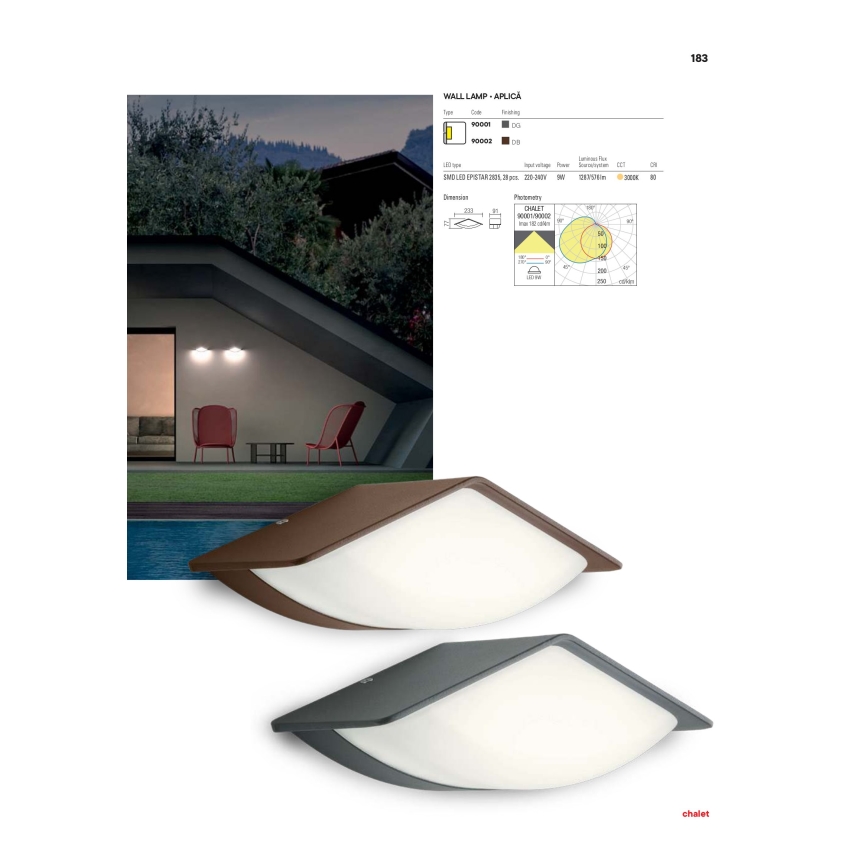 redo 90002 - Utomhus LED Väggbelysning CHALET 1xLED/8W/230V IP54