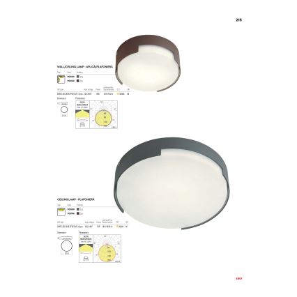 Redo 90004 - LED taklampa för utomhusbruk SKOR LED/12W/230V diameter 15 cm IP54 brun