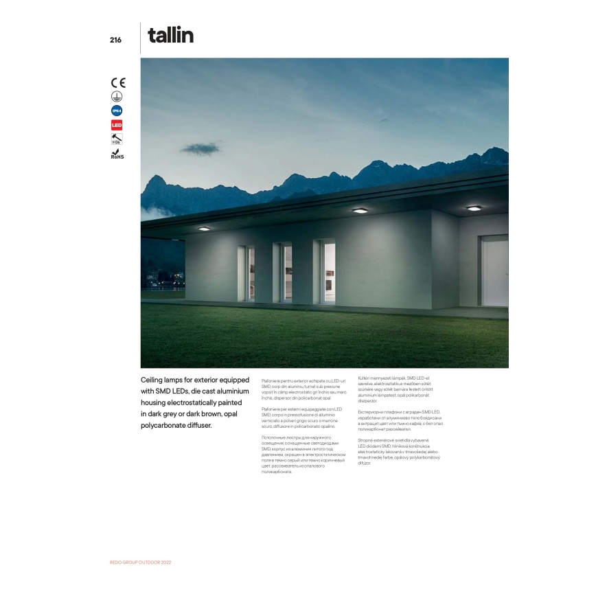 Redo 90007 - LED taklampa för utomhusbruk TALLIN LED/21W/230V 24,5x24,5 cm IP54 antracit