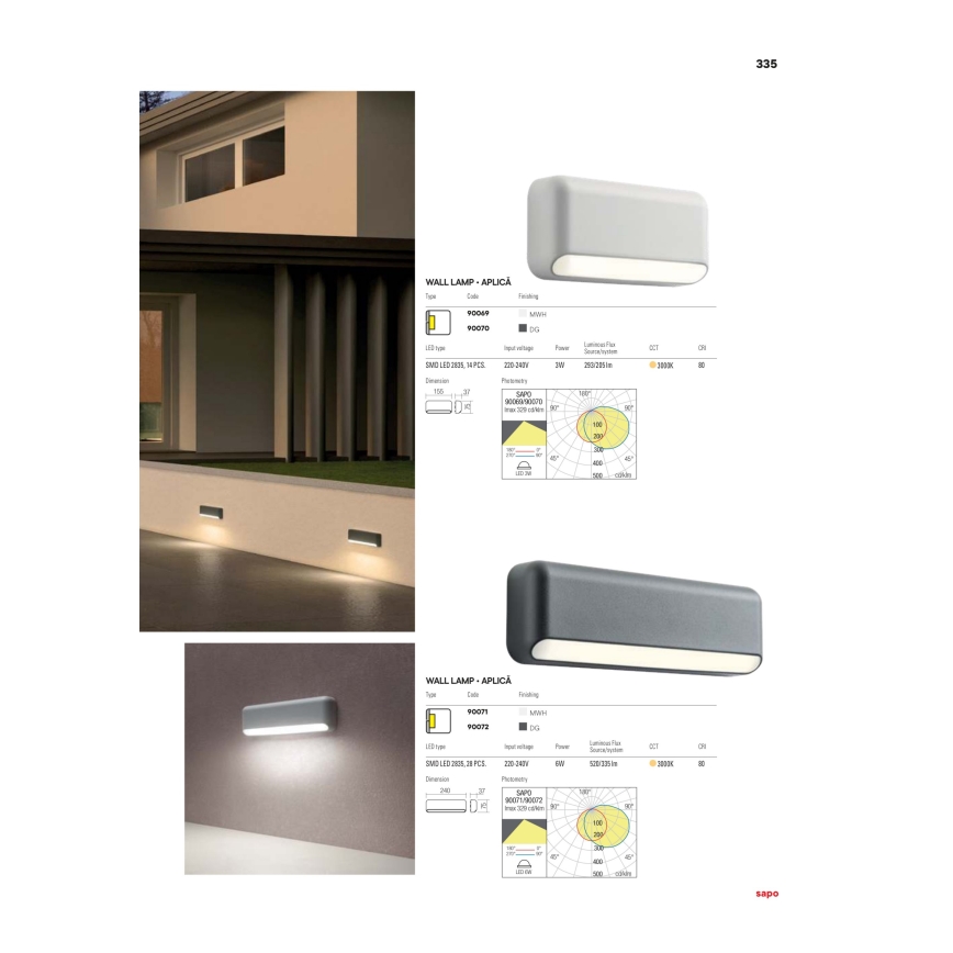 redo 90072 - LED Utomhus Väggbelysning SAPO 1xLED/5W/230V IP65