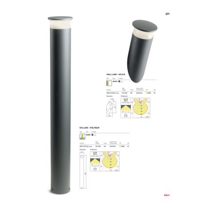 Redo 90073 - LED vägglampa för utomhusbruk ALGON LED/9W/230V IP65 svart