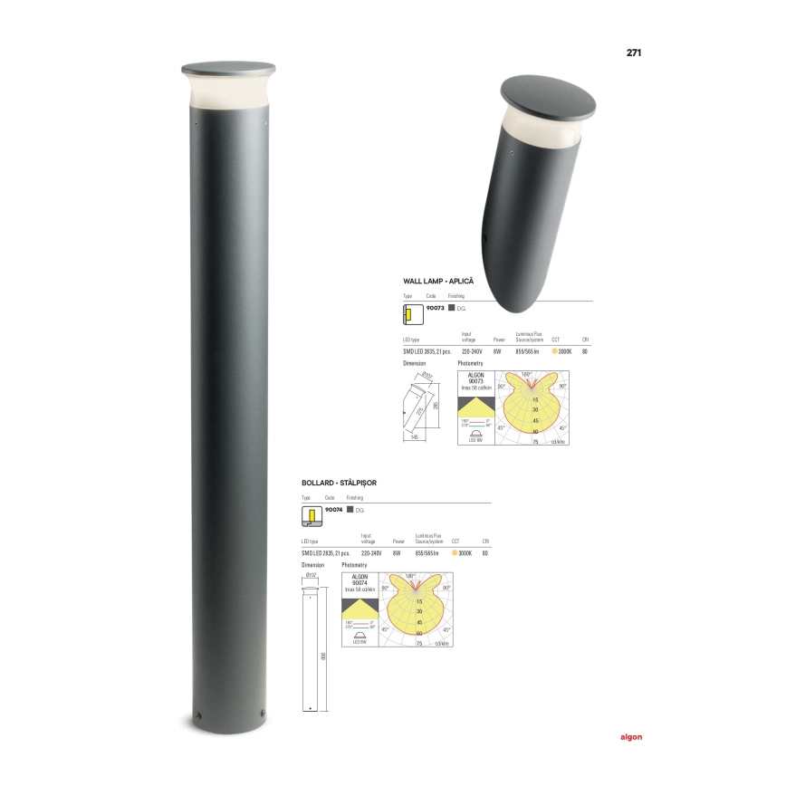 Redo 90073 - LED vägglampa för utomhusbruk ALGON LED/9W/230V IP65 svart