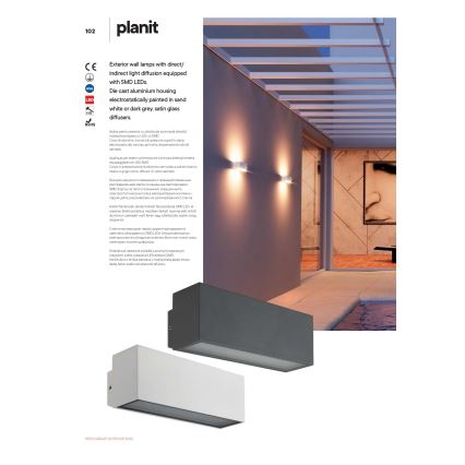 Redo 90095 - LED utomhusvägglampa PLANIT LED/10W/230V 3000K IP54 vit