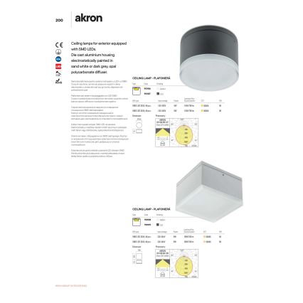 Redo 90107 - LED taklampa för utomhusbruk AKRON 1xLED/9W/230V diameter 10,8 cm IP54