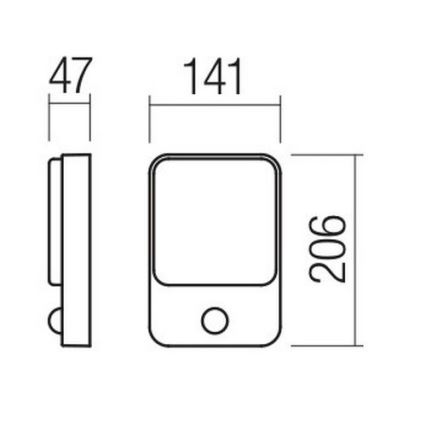 Redo 90133 - LED Utomhusvägglampa med sensor COLIN 1xLED/9W/230V IP54