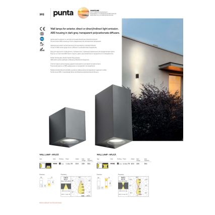 redo 90152 - Utomhus Väggbelysning PUNTA 2xGU10/7W/230V IP44