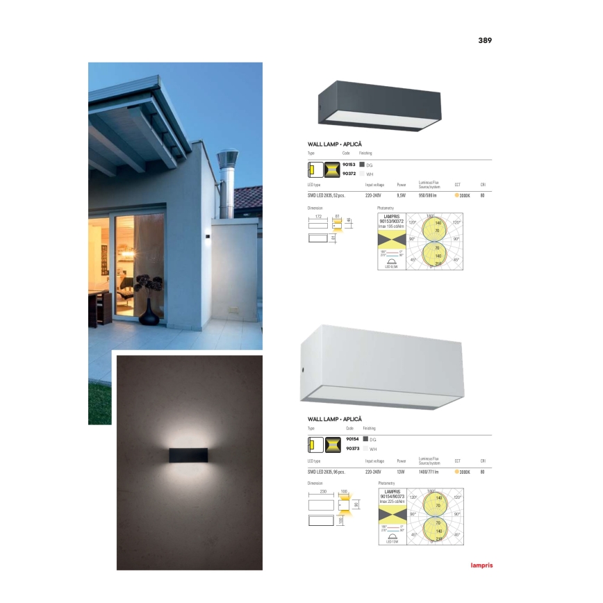 redo 90153 - LED Utomhus Väggbelysning ljusRIS 1xLED/9W/230V IP65