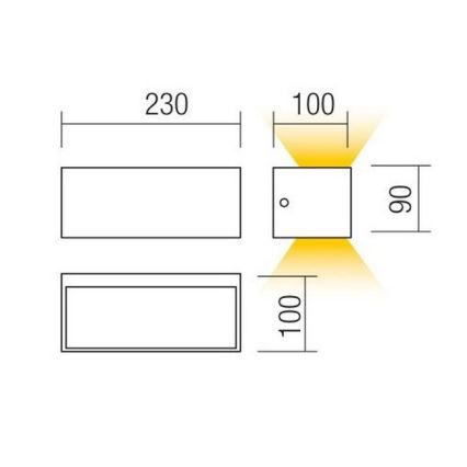 redo 90154 - LED Utomhus Väggbelysning ljusRIS 1xLED/12W/230V IP65