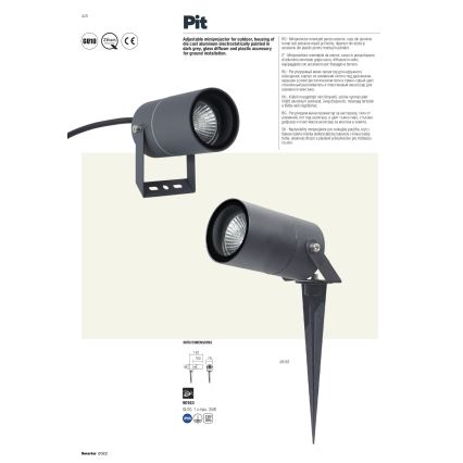 Redo 90183 - Utomhuslampa PIT 1xGU10/35W/230V IP65