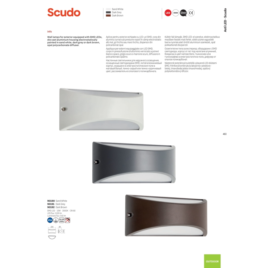 Redo 90192 - LED vägglampa för utomhusbruk SCUDO LED/10W/230V 3000K IP54 brun
