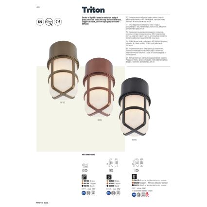 Redo 90193 - Spotlight för utomhusbruk TRITON 1xE27/28W/230V IP54 mässing