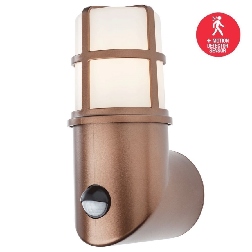 Redo 90200 - Utomhuslampa med sensor TRITON 1xE27/28W/230V IP54 koppar