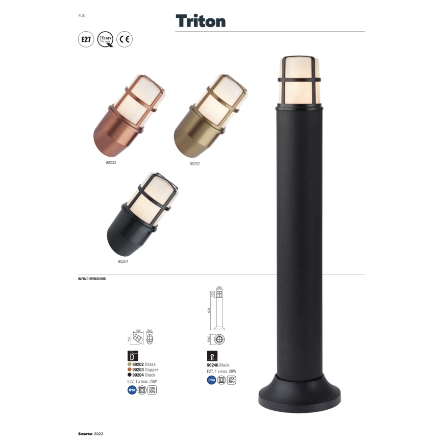 Redo 90202 - Vägglampa för utomhusbruk TRITON 1xE27/28W/230V IP54 mässing