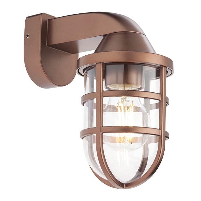 Redo 90206 - Vägglampa för utomhusbruk CAGE 1xE27/28W/230V IP44 koppar