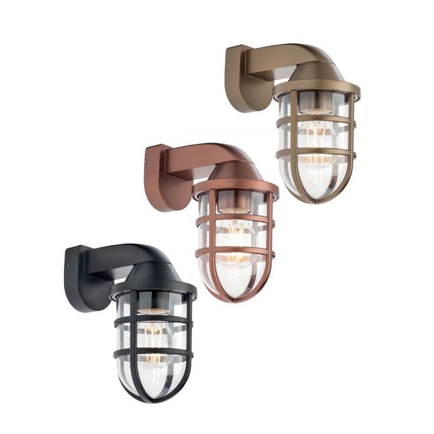 Redo 90206 - Vägglampa för utomhusbruk CAGE 1xE27/28W/230V IP44 koppar