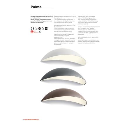 Redo 90235 - LED utomhusvägglampa PALMA LED/18W/230V 3000K IP54 antracit