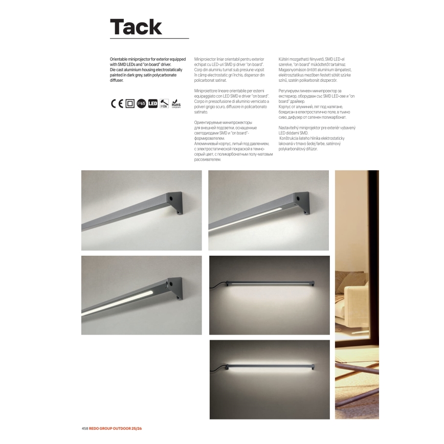 Redo 90242 - LED Utomhuslampa TACK IP65 LED/15W/230V 3000K IP65 antracit