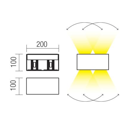Redo 90304 - LED utomhusväggarmatur VARY 4xLED/5W/230V 3000K IP54 brun