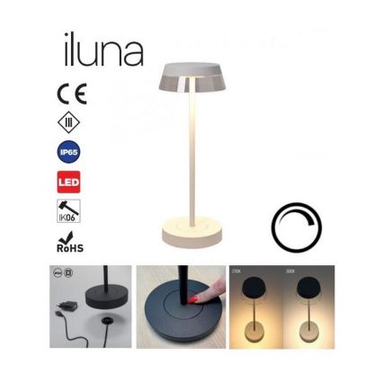 Redo 90306 - LED ljusreglerad bordslampa touch ILUNA LED/2,5W/5V 2700-3000K 3000 mAh IP65 vit