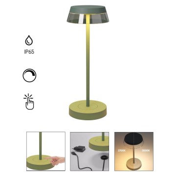 Redo 90309 - LED ljusreglerad bordslampa touch ILUNA LED/2,5W/5V 2700-3000K 3000 mAh IP65 grön
