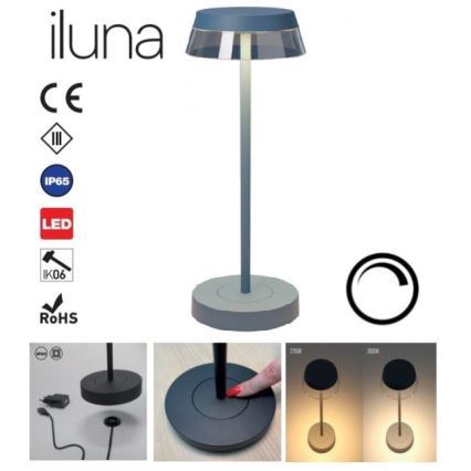 Redo 90310 - LED ljusreglerad bordslampa touch ILUNA LED/2,5W/5V 2700-3000K 3000 mAh IP65 blå