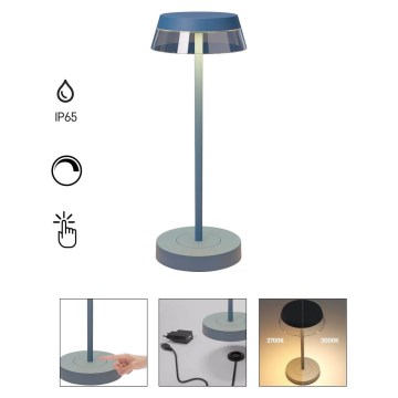 Redo 90310 - LED ljusreglerad bordslampa touch ILUNA LED/2,5W/5V 2700-3000K 3000 mAh IP65 blå