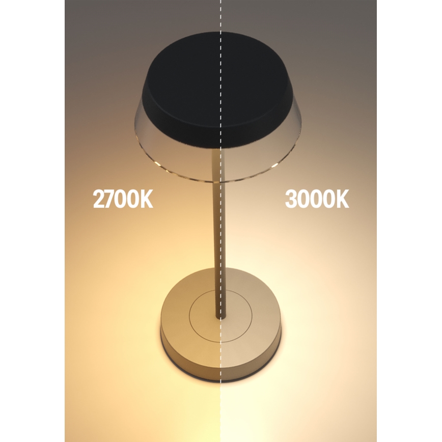 Redo 90312 - LED ljusreglerad bordslampa touch ILUNA LED/2,5W/5V 2700-3000K 3000 mAh IP65 svart