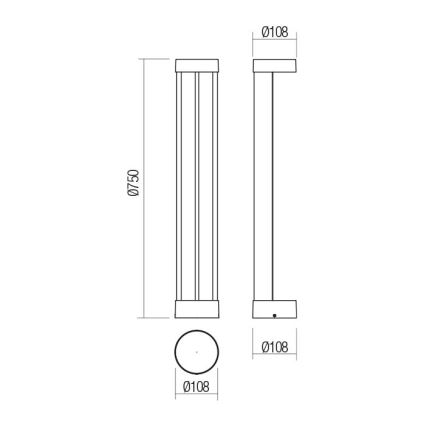 Redo 90365 - LED-utomhuslampa ZEUS LED/11,5W/230V 3000K 75 cm IP54 antracit