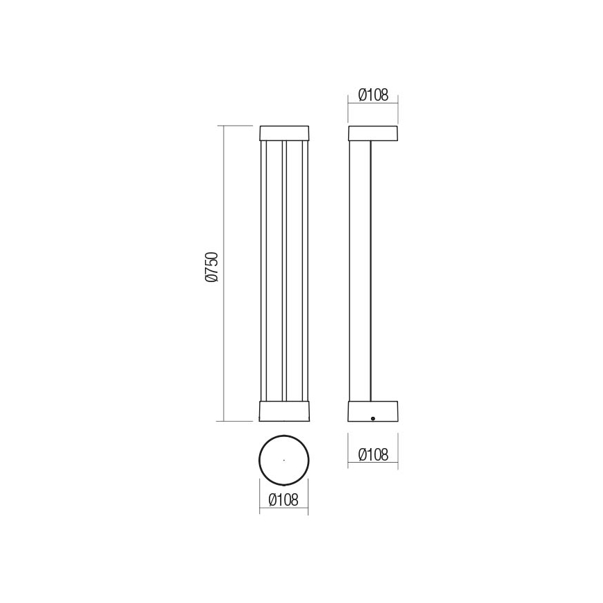 Redo 90365 - LED-utomhuslampa ZEUS LED/11,5W/230V 3000K 75 cm IP54 antracit