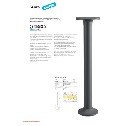 Redo 90369 - LED utomhus väggarmatur AURA LED/8W/230V 3000K IP65 antracit