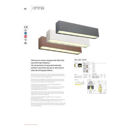 Redo 90393 - LED vägglampa för utomhusbruk OMNIA LED/12W/230V 3000K IP54 vit