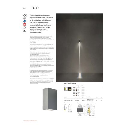 Redo 90413 - LED vägglampa för utomhusbruk ACE LED/3,36W/230V 3000K IP54 vit
